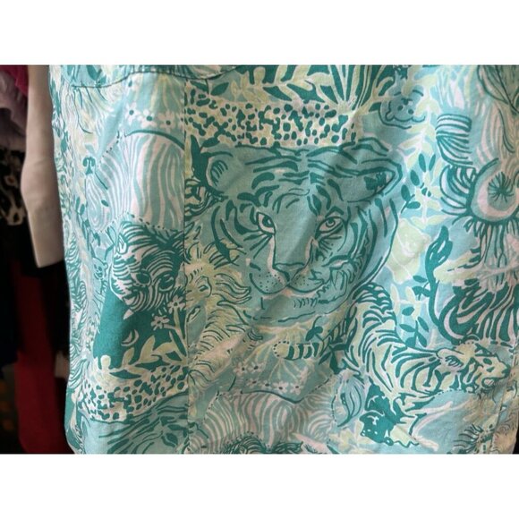 Lilly Pulitzer Safari Animal Print Lion Zebra Sleeveless VTG Dress Size 6 Green - Picture 4 of 11